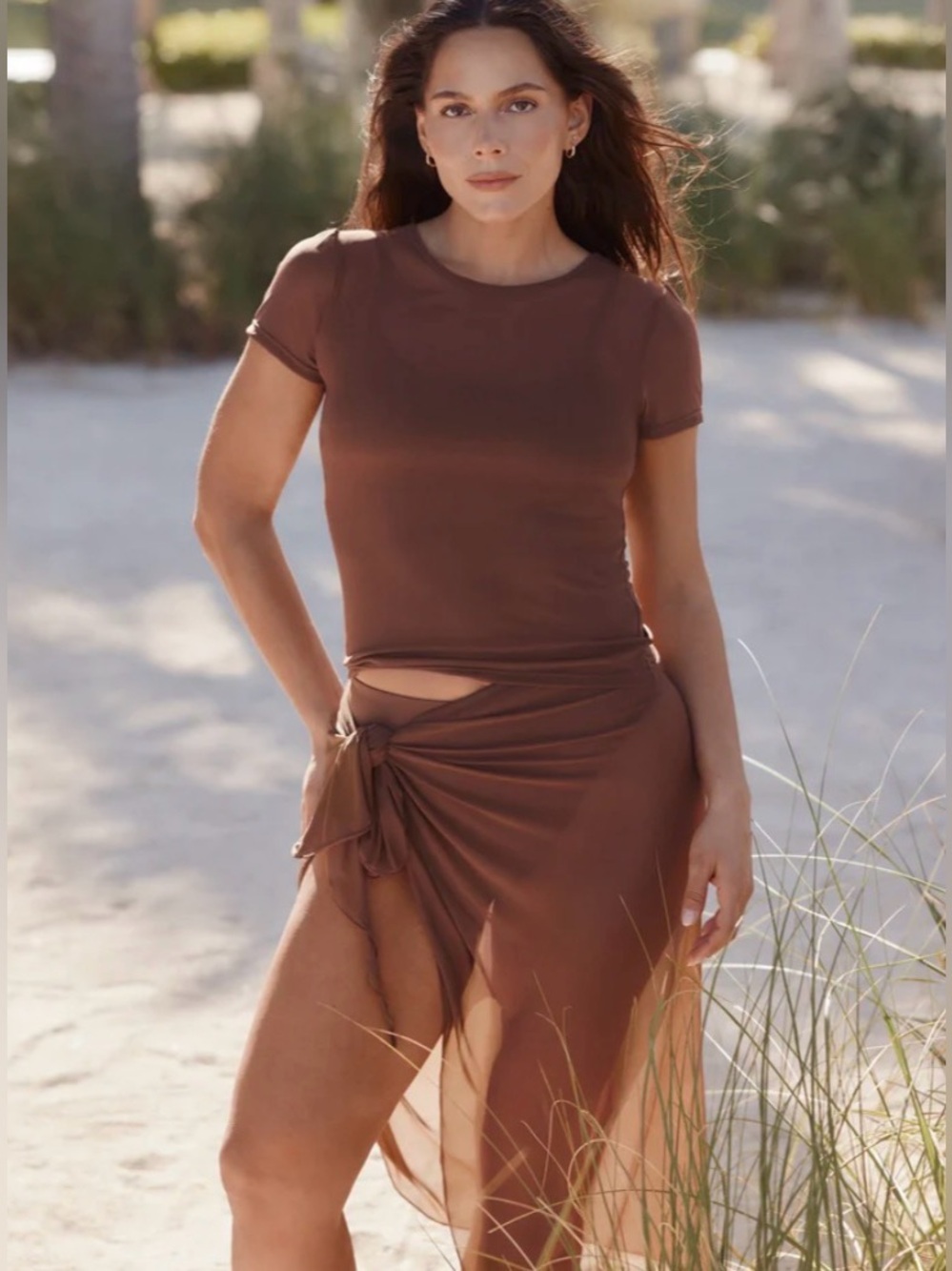 knix Sheer Wrap Mesh sarong, espresso size S/XS
